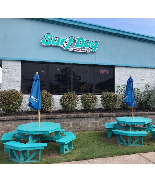 surf dog restaurant mascot